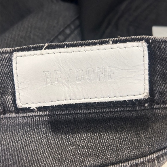 Re/Done Black Wash Button Fly Distressed Hem Skinny High Rise Jeans Size 28 - Picture 9 of 9